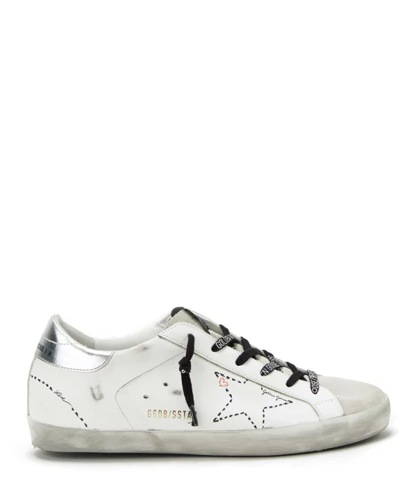 REMISE GOLDEN GOOSE Baskets Superstar Cuir Blanc Argenté 1