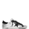 GOLDEN GOOSE Baskets Homme Superstar Cuir Suédé Laminé Argenté pas cher 25