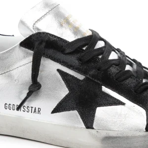 GOLDEN GOOSE Baskets Homme Superstar Cuir Suédé Laminé Argenté pas cher 14