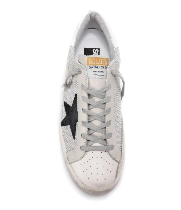 soldes GOLDEN GOOSE Baskets Homme Superstar Cuir Suédé Argenté Blanc 3