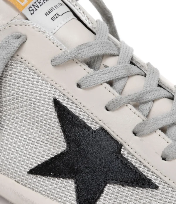 soldes GOLDEN GOOSE Baskets Homme Superstar Cuir Suédé Argenté Blanc 5