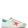 GOLDEN GOOSE Baskets Homme Superstar Cuir Suédé Fushia Fluo Bleu Pétrole marque pas cher 16