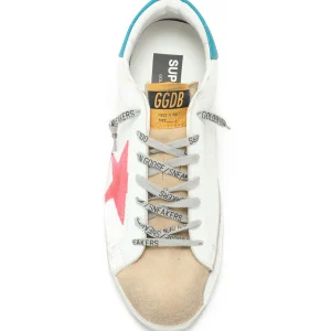 GOLDEN GOOSE Baskets Homme Superstar Cuir Suédé Fushia Fluo Bleu Pétrole marque pas cher 8