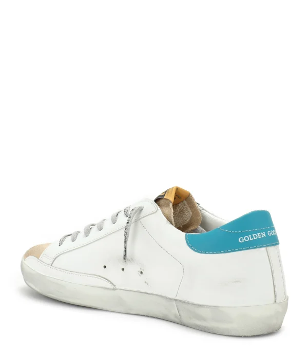 GOLDEN GOOSE Baskets Homme Superstar Cuir Suédé Fushia Fluo Bleu Pétrole marque pas cher 4