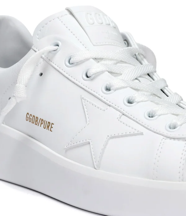 GOLDEN GOOSE Baskets Pure Star Cuir Blanc Glitter Argenté france 5