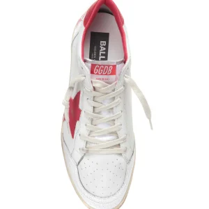 garantis authentique GOLDEN GOOSE Baskets Homme Ball Star Cuir Blanc Rouge 12