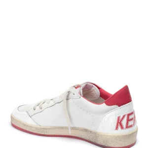 garantis authentique GOLDEN GOOSE Baskets Homme Ball Star Cuir Blanc Rouge 14