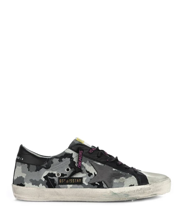 magasin pour GOLDEN GOOSE Baskets Homme Superstar Cuir Camouflage Gris 1