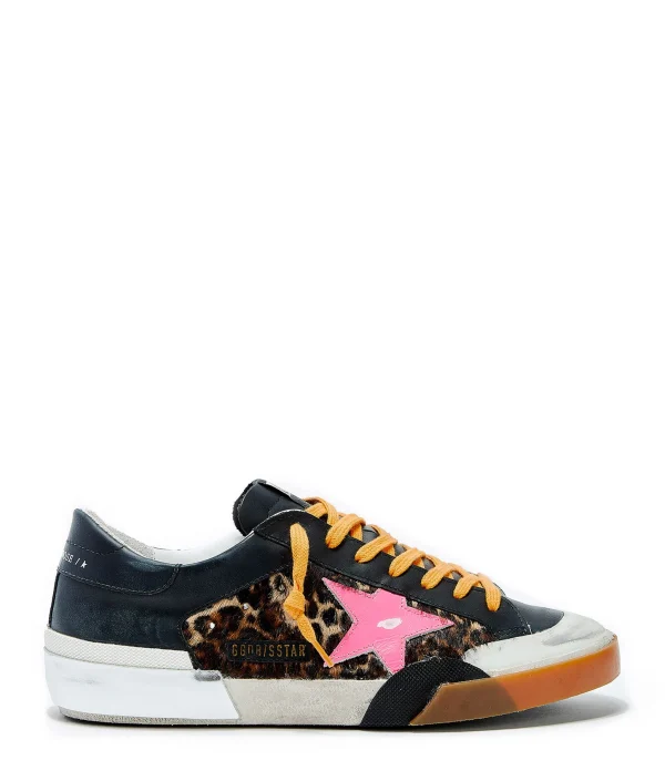 vente pas cher GOLDEN GOOSE Baskets Homme Superstar Cuir Pony Léopard 1