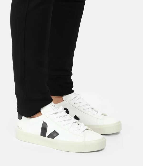 VEJA Baskets Campo Chromefree Cuir Blanc Noir boutiqued pas cher 6