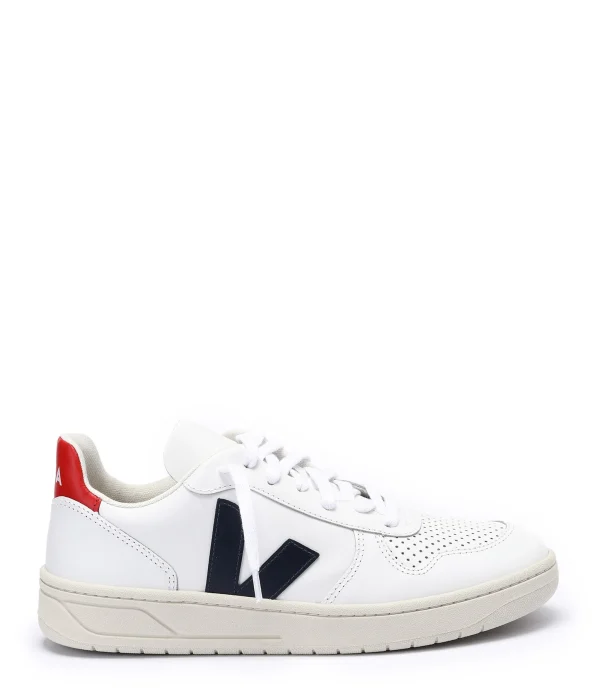 VEJA Baskets V-10 Cuir Blanc Nautico Pekin soldes ligne 1