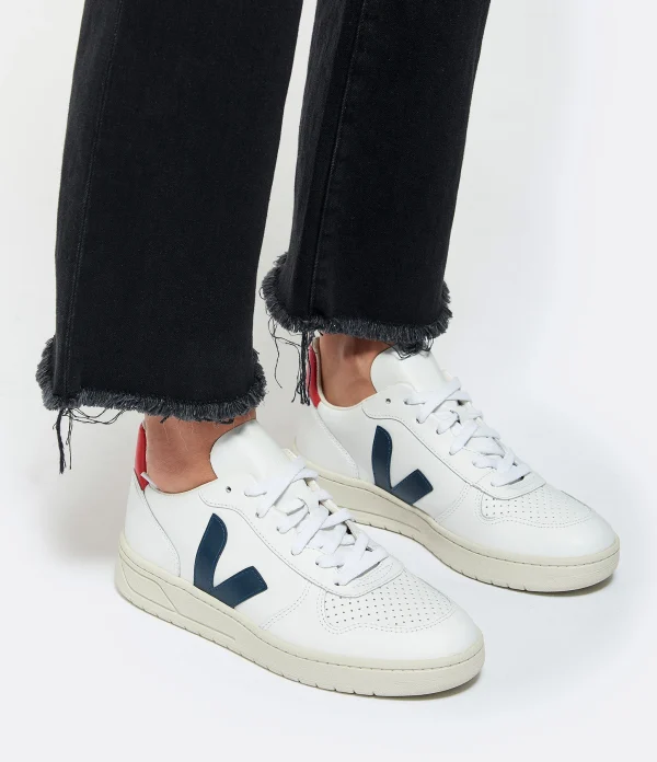 VEJA Baskets V-10 Cuir Blanc Nautico Pekin soldes ligne 6