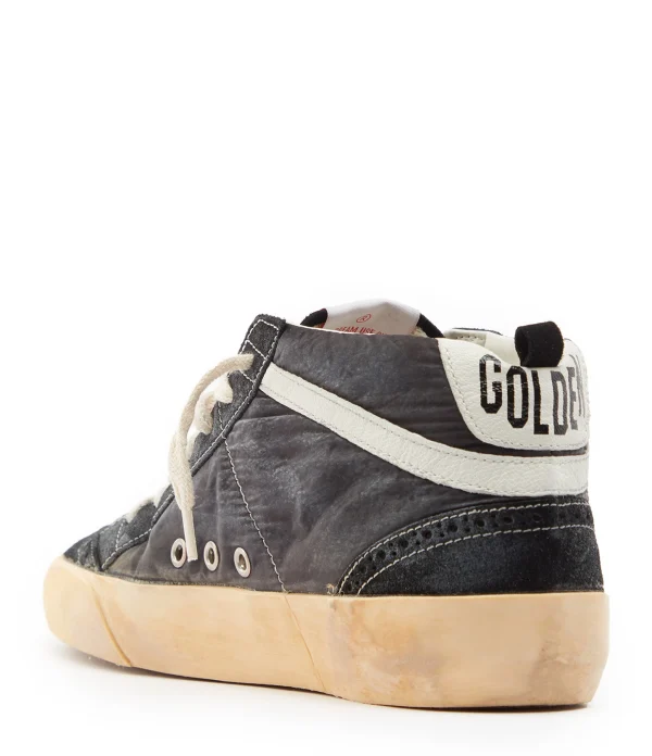 fashion pas cher GOLDEN GOOSE Baskets Homme Mid Star Cuir Noir Blanc 4