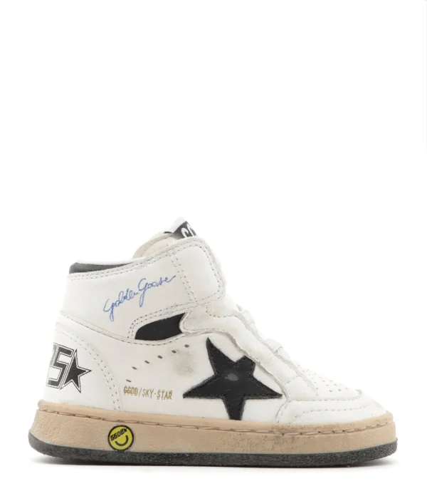 REMISE allant jusqu. GOLDEN GOOSE Baskets Bébé Sky Star School Cuir Blanc Noir 1