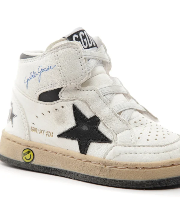 REMISE allant jusqu. GOLDEN GOOSE Baskets Bébé Sky Star School Cuir Blanc Noir 5