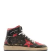 GOLDEN GOOSE Baskets Sky Star Cuir Noir Rouge à prix réduits 16