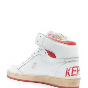 GOLDEN GOOSE Baskets Homme Sky Star Sérigraphie Cuir Blanc Rouge Distributeur Officiel 14