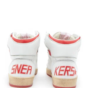 GOLDEN GOOSE Baskets Homme Sky Star Sérigraphie Cuir Blanc Rouge Distributeur Officiel 18