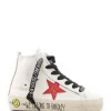 grande promotion GOLDEN GOOSE Baskets Bébé Francy Cuir Blanc Rouge Doré 16