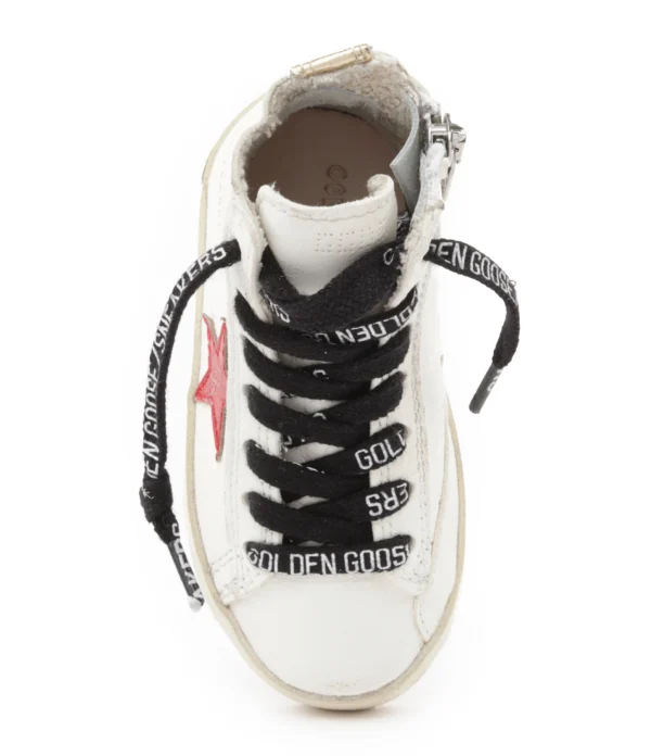 grande promotion GOLDEN GOOSE Baskets Bébé Francy Cuir Blanc Rouge Doré 3