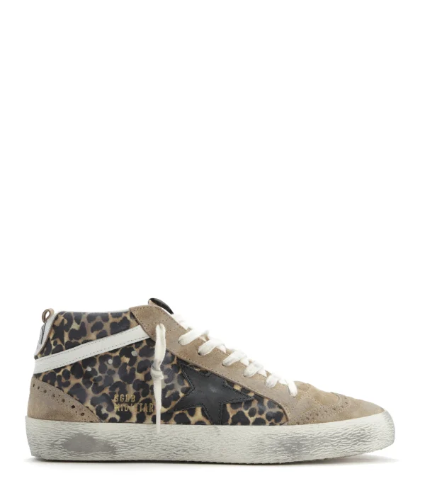 magasins pas chers GOLDEN GOOSE Baskets Mid Star Cuir Léopard 1