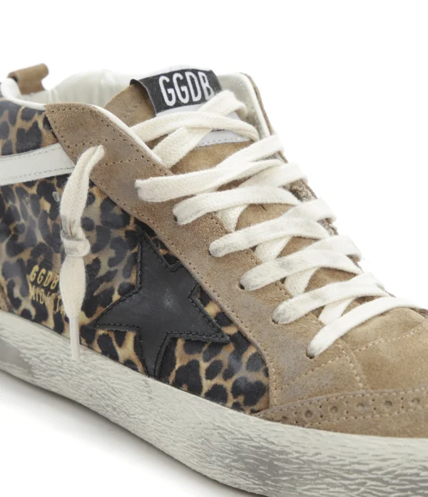 magasins pas chers GOLDEN GOOSE Baskets Mid Star Cuir Léopard 5