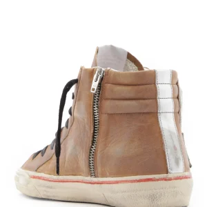 GOLDEN GOOSE Baskets Homme Slide Vintage Cuir Cognac Blanc des prix incroyables 10