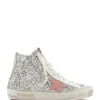 GOLDEN GOOSE Baskets Francy Glitter Cuir Argenté Rose Foncé Service Clients Dédié 16