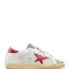 GOLDEN GOOSE Baskets Old School Cuir Blanc Rouge Irisé magasin pas cher 23