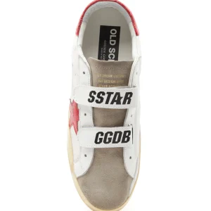 GOLDEN GOOSE Baskets Old School Cuir Blanc Rouge Irisé magasin pas cher 11