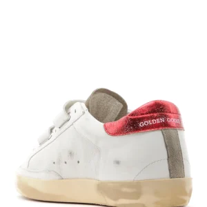 GOLDEN GOOSE Baskets Old School Cuir Blanc Rouge Irisé magasin pas cher 13