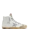 boutique en ligne france GOLDEN GOOSE Baskets Francy Glitter Cuir Blanc Taupe 14