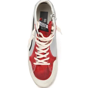 GOLDEN GOOSE Baskets Homme Slide Cuir Gris Rouge Blanc Argenté marques pas cher 12