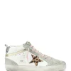 remise en ligne GOLDEN GOOSE Baskets Mid Star Cuir Blanc Léopard 16