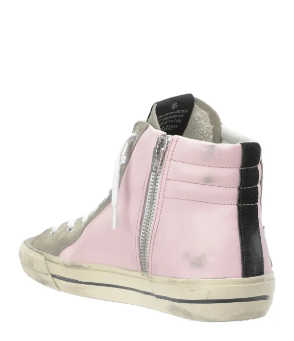 boutique pas cher GOLDEN GOOSE Baskets Slide Cuir Rose Taupe 4