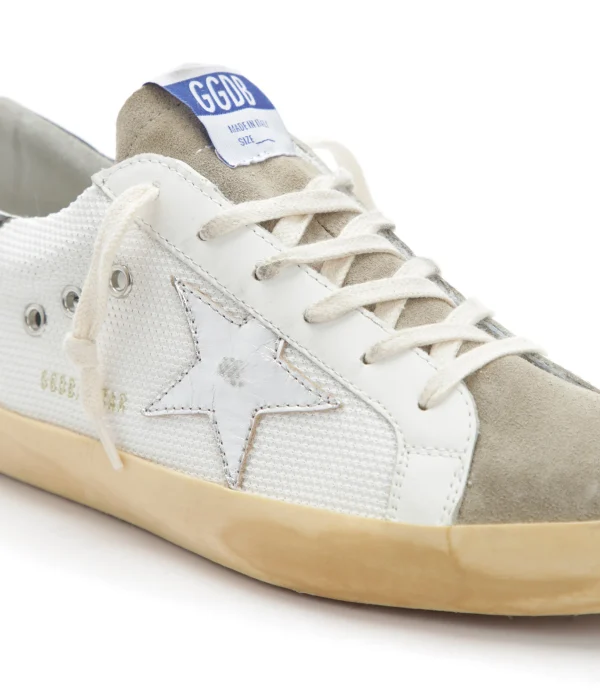 mode GOLDEN GOOSE Baskets Superstar Maille Blanc Taupe 5