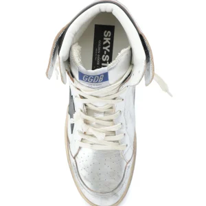 Les achats en ligne GOLDEN GOOSE Baskets Homme Sky Star Cuir Argenté Noir 9