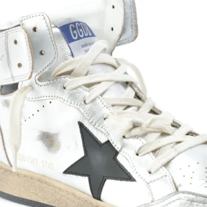 Les achats en ligne GOLDEN GOOSE Baskets Homme Sky Star Cuir Argenté Noir 13