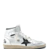 site pas cher GOLDEN GOOSE Baskets Sky Star Cuir Argenté 14