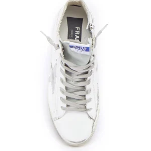 REMISE allant GOLDEN GOOSE Baskets Homme Francy Cuir Blanc Argenté 8