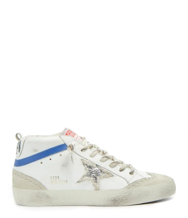 GOLDEN GOOSE Baskets Mid Star Cuir Blanc Glitter mode 1