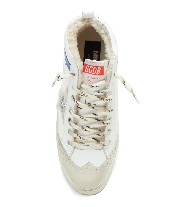 GOLDEN GOOSE Baskets Mid Star Cuir Blanc Glitter mode 3