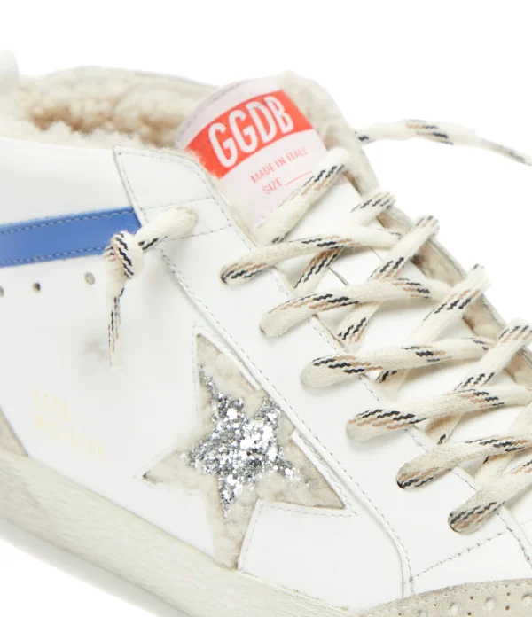 GOLDEN GOOSE Baskets Mid Star Cuir Blanc Glitter mode 5