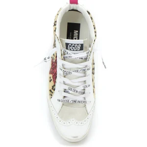 nouveau produit GOLDEN GOOSE Baskets Mid Star Cuir Blanc Léopard 14