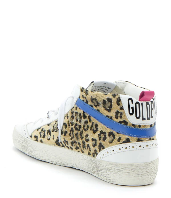 nouveau produit GOLDEN GOOSE Baskets Mid Star Cuir Blanc Léopard 4