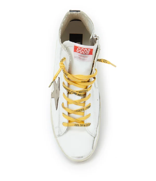 GOLDEN GOOSE Baskets Homme Francy Cuir Blanc Kaki prix de gros 3