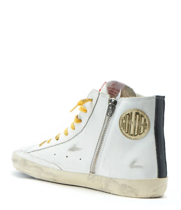 GOLDEN GOOSE Baskets Homme Francy Cuir Blanc Kaki prix de gros 4