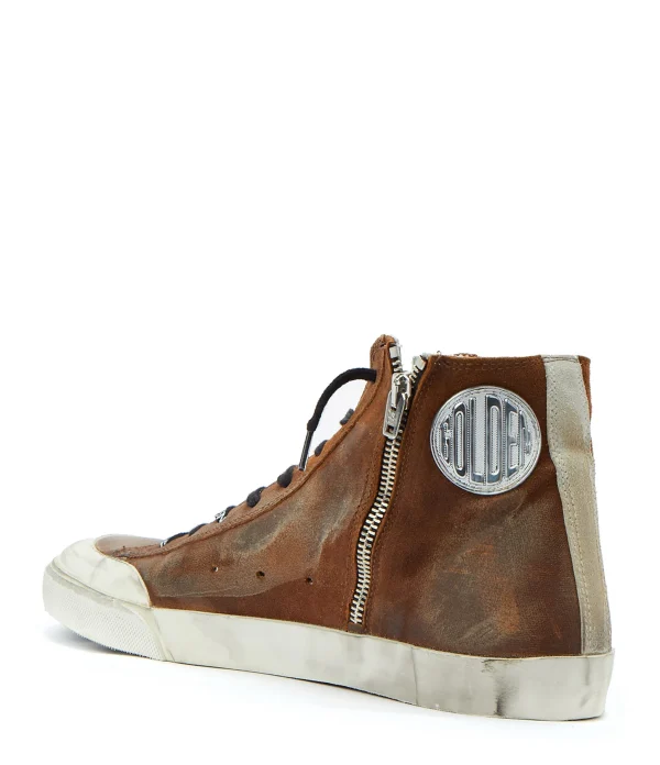 france en ligne GOLDEN GOOSE Baskets Homme Francy Cuir Cognac Blanc 4