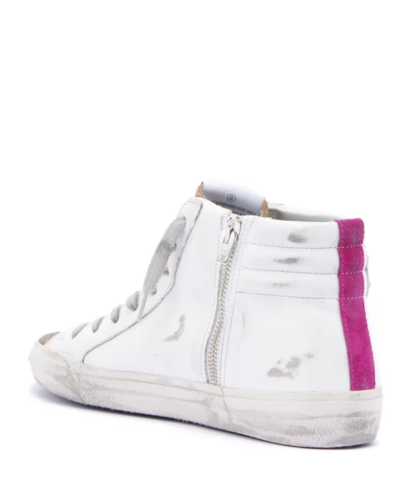 Livraison internationale GOLDEN GOOSE Baskets Slide Cuir Clous Blanc Léopard 4