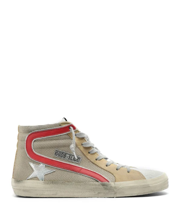 offre spéciale GOLDEN GOOSE Baskets Homme Slide Cuir Beige Rouge 1